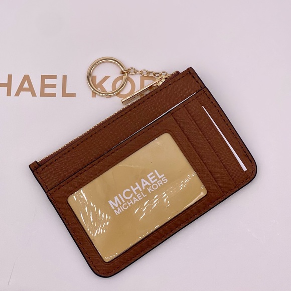 Michael Kors Small Coin Pouch Wallet Card Case Luggage - Picture 2 of 9